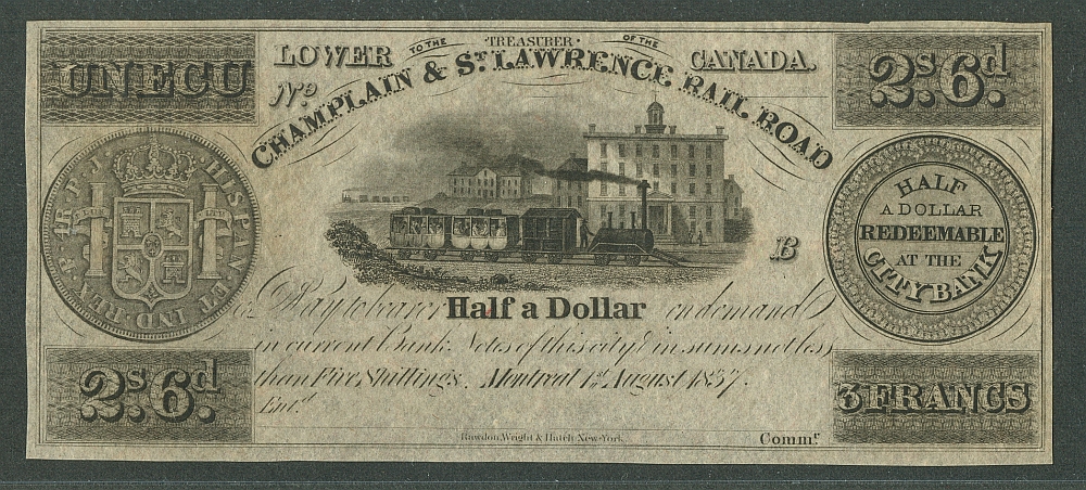 Montreal, Lower Canada, 1857 Half a Dollar note